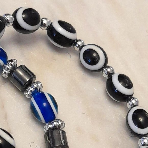 Pair of Evil Eye Bracelets and One Baby Pin with Pendants - Picture 3 of 4